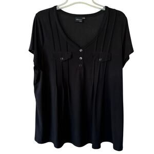 Elie McCarthy Size 1X Black Stretch knit blouse top